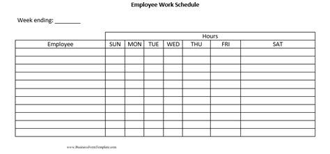 Free Download 5 Sample Blank Work Schedule Template To Maximize The