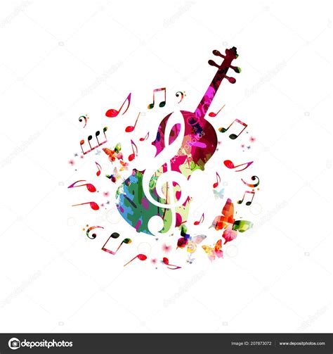Music Colorful Background Music Notes Violoncello Vector