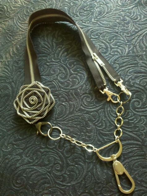 Items Similar To Black Zipper Necklace With Flower On Etsy