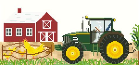 Some stitching supply sites offer free patterns. Tractor and barn, counted cross stitch pattern PDF, farm ...