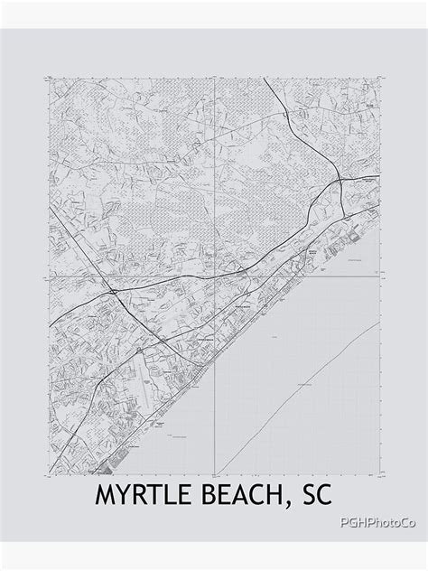 Myrtle Beach SC Quad Topographical Map Grey Photographic Print For Sale By PGHPhotoCo Redbubble