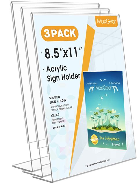 buy maxgear acrylic sign holder clear sign holder plastic paper holder slant back sign holders