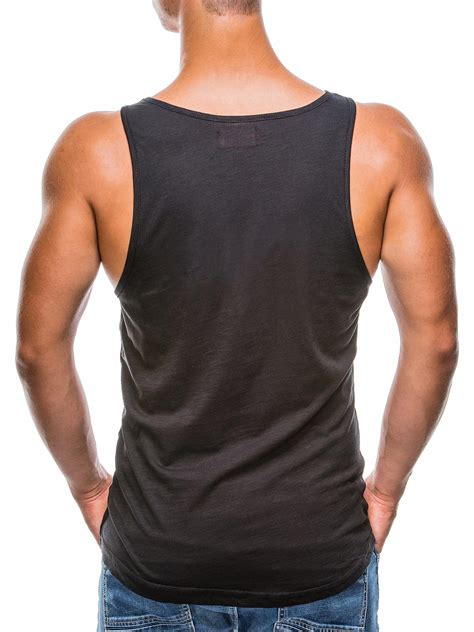 Mens Plain Tank Top S845 Black Modone Wholesale Clothing For Men