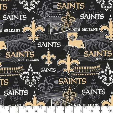 New Orleans Saints Fabric By The Yard All Nfl Licensed Logo Etsy