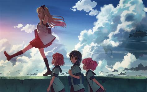 Yuru Yuri Sunset Clouds Kawai Cute School Girl Anime Girls