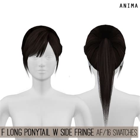 Female Long Ponytail Hair With Side Fringe For The Sims 4 By Anima