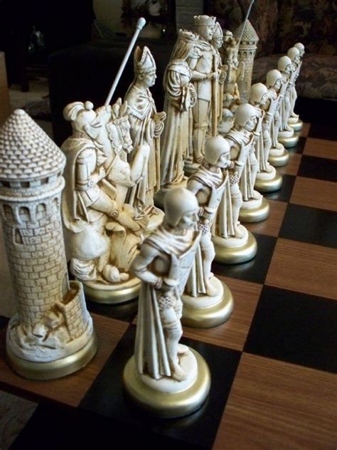 9 Medieval King Chess Set Antiqued Etsy Medieval Chess Set