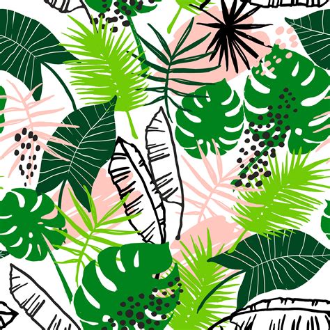 Seamless Exotic Pattern With Tropical Plants Vector Art At Vecteezy
