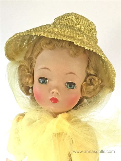 Very Rare 1958 Yellow Polished Cotton Day Dress And Hat On Madame Alexander Cissy Anna
