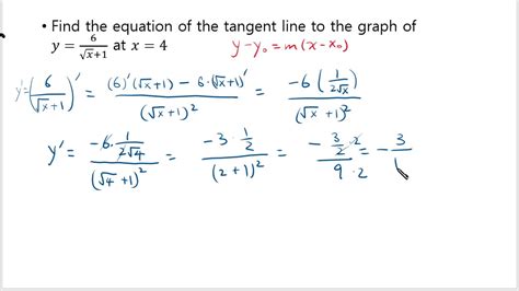 Find The Equation Of The Tangent Line Youtube