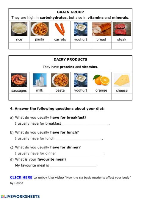 NUTRITION 7 - Food and nutrition worksheet