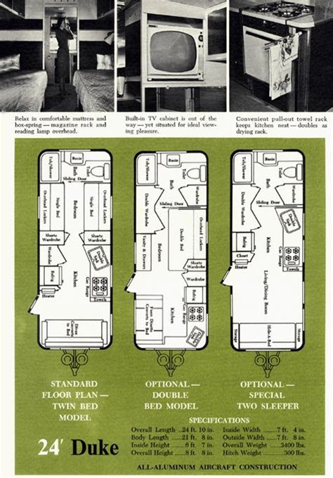 1963 Streamline Trailer Brochure Travel Trailer Floor Plans Vintage