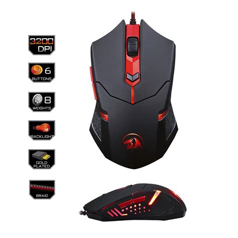 Купить Redragon M601 Gaming Mouse Wired With Red Led 3200 Dpi 6