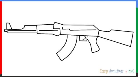 How To Draw A Ak 47 Step By Step For Beginners Youtube