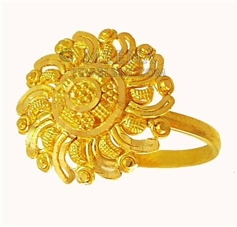22kt Gold Ring Rilg17205 22k Gold Ring Designed With A Floral At