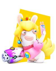 At the end of world 2, peach of all people pulls a big damn heroes moment, and poses with mario as a battle couple. Mario + Rabbids Kingdom Battle / Characters - TV Tropes