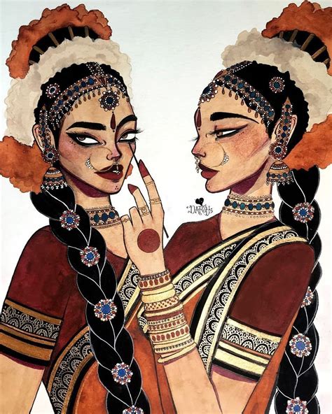 South Asian Illustration Brown Girl Power Being Desi Indian Art