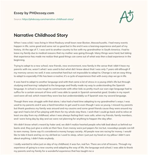 Narrative Childhood Story 600 Words