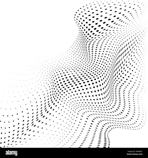 Abstract Halftone Background With Dynamic Waves Halftone Design