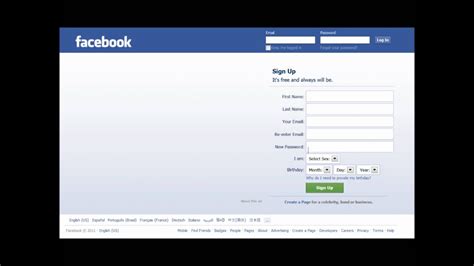 Facebook Login Home Page Youtube