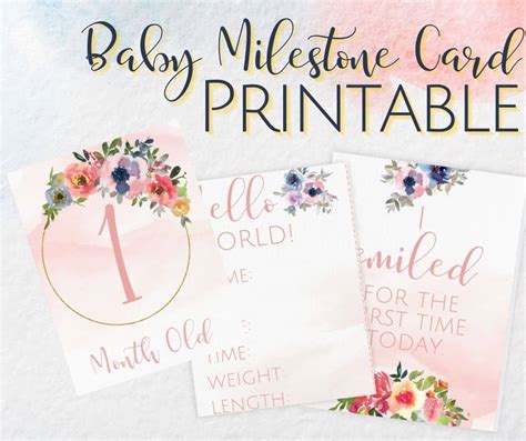 Free Printable Baby Milestone Cards Shabby Chic Flowers 47 Off