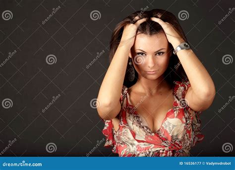 Beautiful Brunette Woman With Earrings Stock Image Image Of Looking Care 16536177