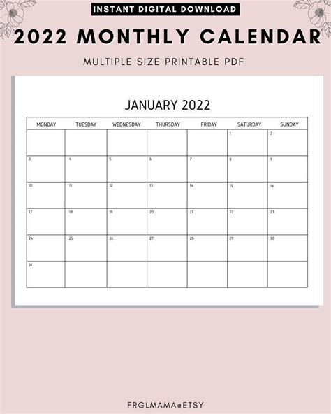 Free Printable Calendar Printable Monthly Calendars 2022 Monthly