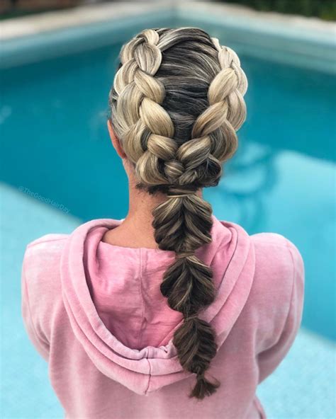 Double Dutch Braids Into A Fishtail Bubble Braid Softball Hair Braids