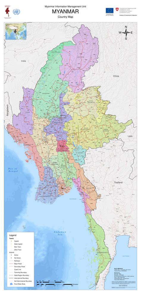 All regions, roads, cities, streets and buildings satellite view. Myanmar Country Map (as of 12 Dec 2012) - Myanmar | ReliefWeb