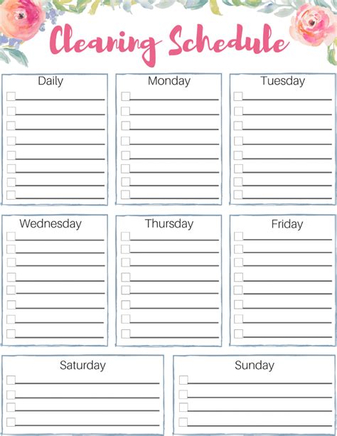 Impressive Editable Cleaning Schedule Template Ideas For Printable