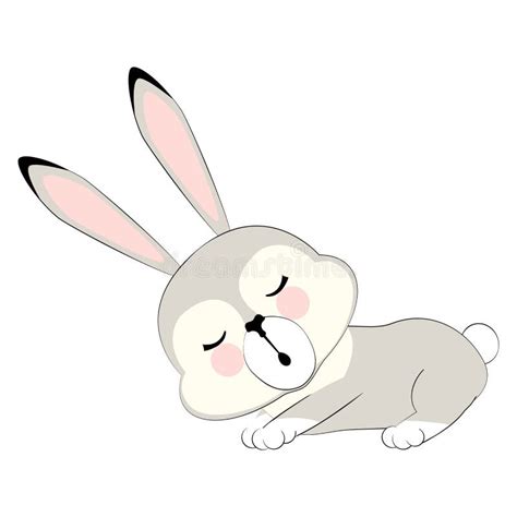 Character Grey Sleepy Bunny Stock Illustration Illustration Of