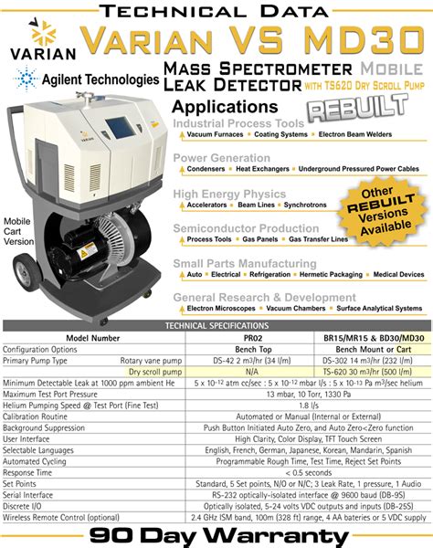 Mass spectrometry is the art of measuring atoms and molecules to determine their molecular weight. Rebuilt Varian VS MD30 Mobile Cart Helium Mass ...