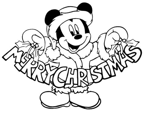 Merry Christmas With Mickey Mouse Coloring Page Free Printable