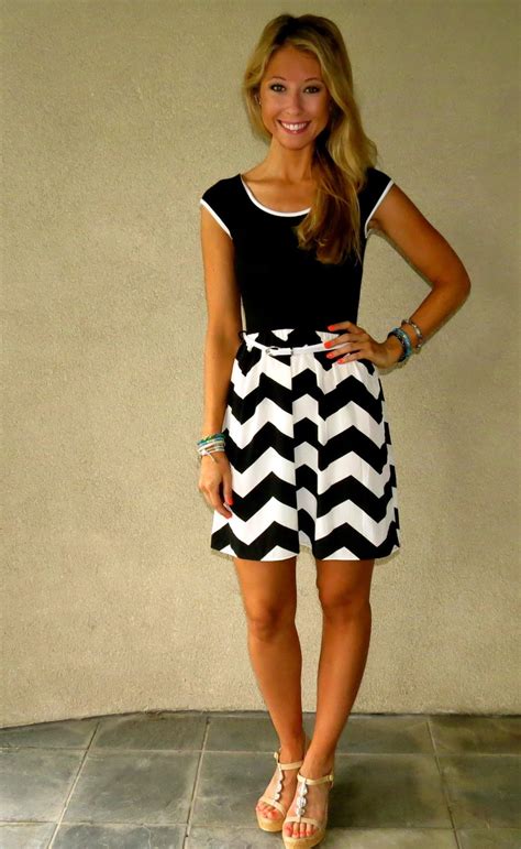 Bella Style Boutique Blog New Item Black And White Classy Chevron Dress