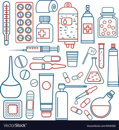 Medical Objects Set Royalty Free Vector Image VectorStock