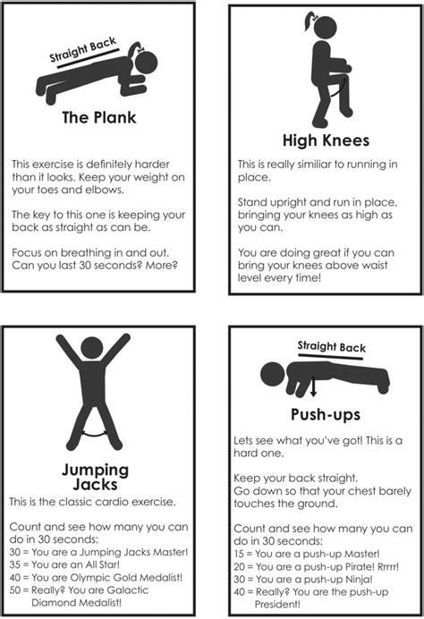 Exercise Cardsdarebee Printable Fitness Station Cards Best Free