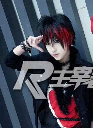Punk Gothic Short Black Mix Red Boy Man Anime Custome Cosplay Wig