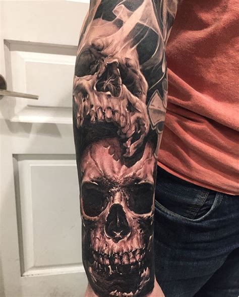 Skulls Half Sleeve By George George Chronicink Done At Chronic Ink Tattoo Toronto Canad