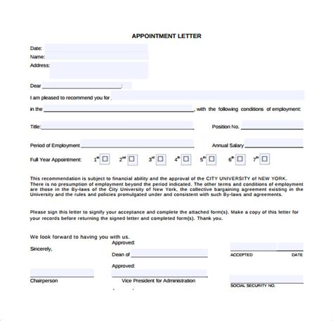 sample appointment letter    documents