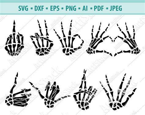 Skeleton Hands Svg Skeleton Hand Gestures Svg Human Bones Etsy
