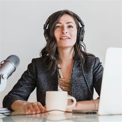 Premium Photo Female Radio Host Broadcasting Live In A Studio