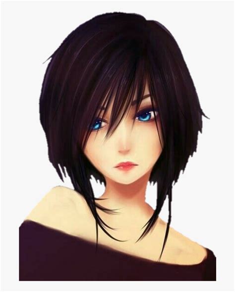 Chicas Girl Cute Anime Girl With Short Black Hair Hd Png Download