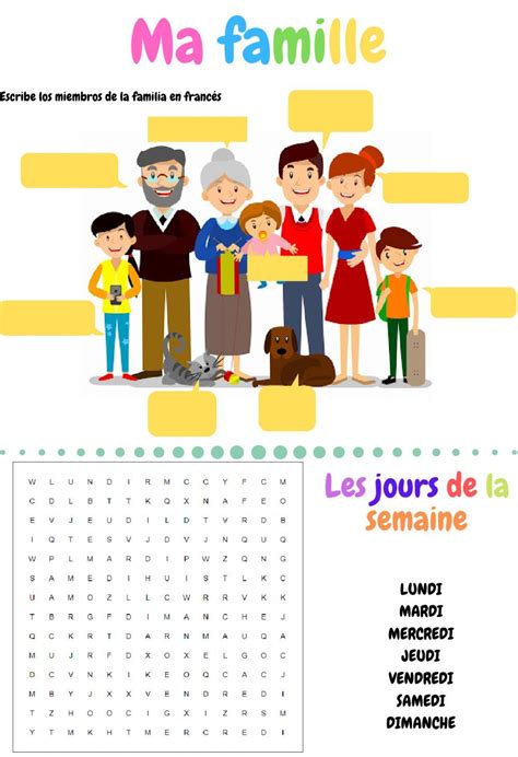 Ma Famille Et Les Jours De La Semaine Interactive Worksheet