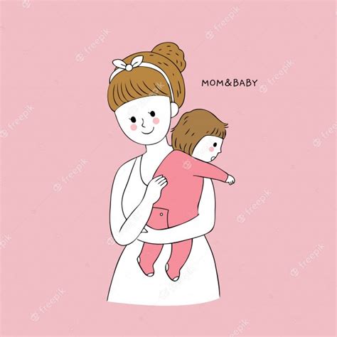 Cartoon Cute Mom And Baby Burping Vector Premium Vector