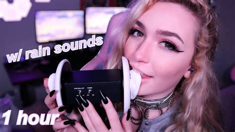 1 Hour W Rain Sounds Slow Gentle Ear Licking Ear Eating And Kisses Asmr Youtube