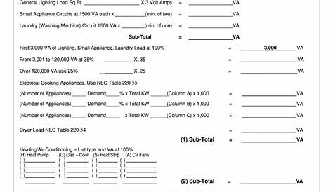 Commercial Electrical Load Calculation Worksheet Excel - Fill Online