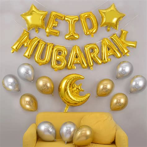 27pcsset Eid Mubarak Decor Balloons Ramadan Decoration Helium Latex