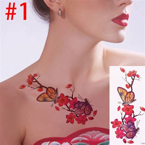1pc 3d Lifelike Rose Flower Sex Waterproof Temporary Tattoos Women