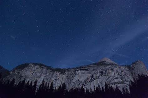 White Rock Mountain Stars Mountains Forest Night Sky Hd Wallpaper