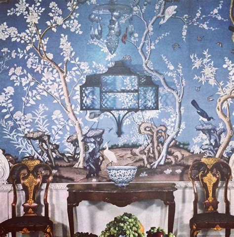 Blue And White Chinoiserie Panels At Williamsburg From A Vintage